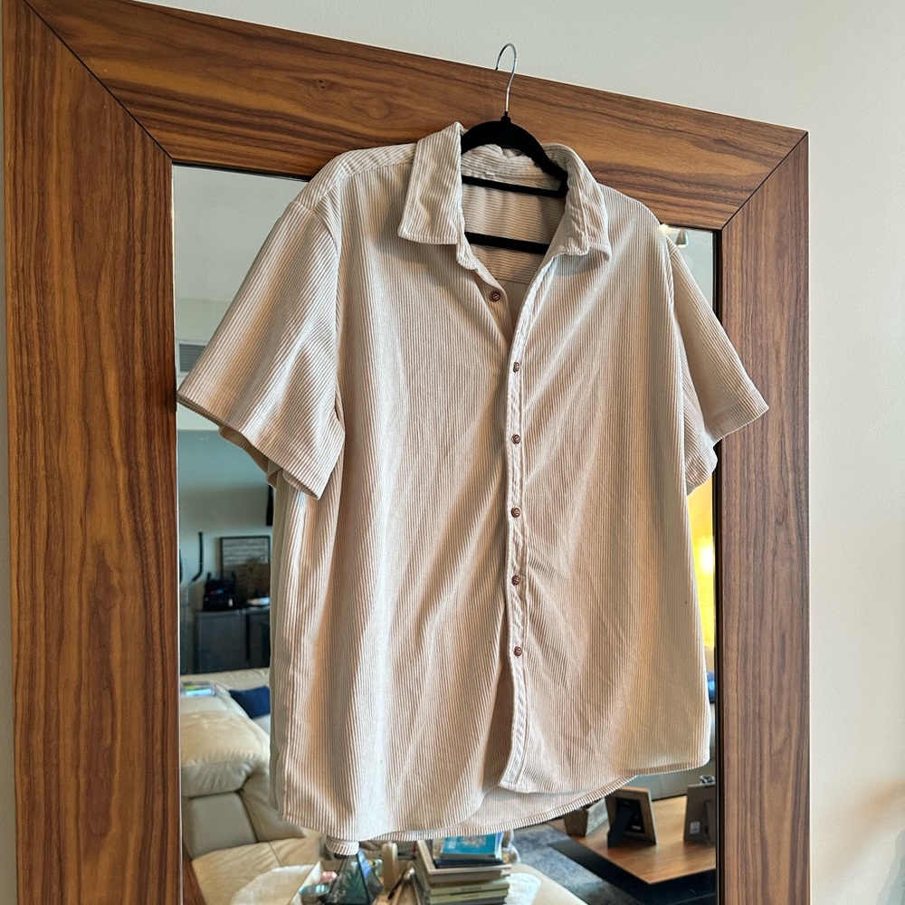 Corduroy Button Up Short Sleeve Shirt